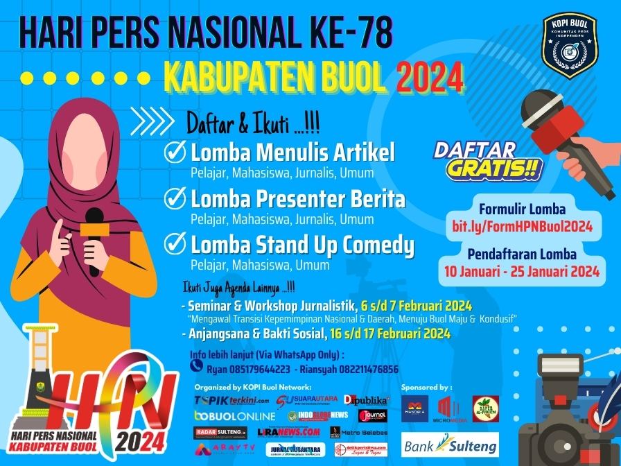 Komunitas Wartawan Kopi Buol Gelar Lomba Dan Seminar Peringatan Hari Pers Nasional HPN 2024 Kabupaten Buol Sulawesi Tengah